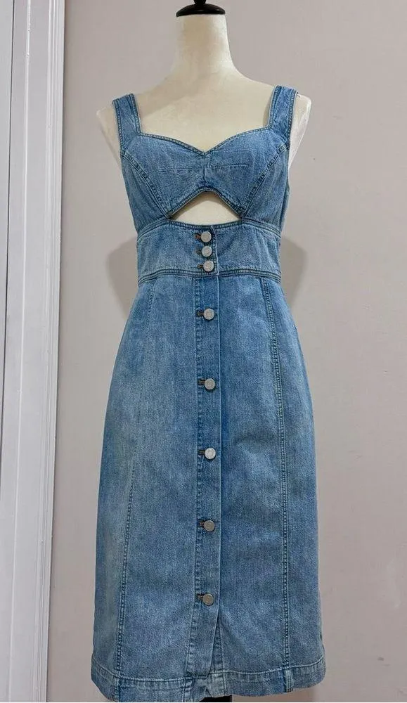 La Vie Rebecca Taylor Drapey Denim Cut-Out Dress in Forget Me Not - Image 2