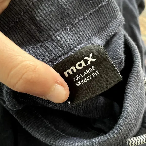 MAX‎ skinny fit dark navy blue sweatpants pockets elastic waistband drawstring - Image 4