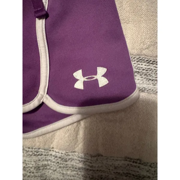 Under Armour Womens Purple Running Shorts White Trim Drawstring Size Small - Image 11