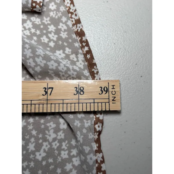 Anrabess Beige Print Faux Wrap Maxi Summer‎ Beach Long Dress Large Lined Dolman - Image 6