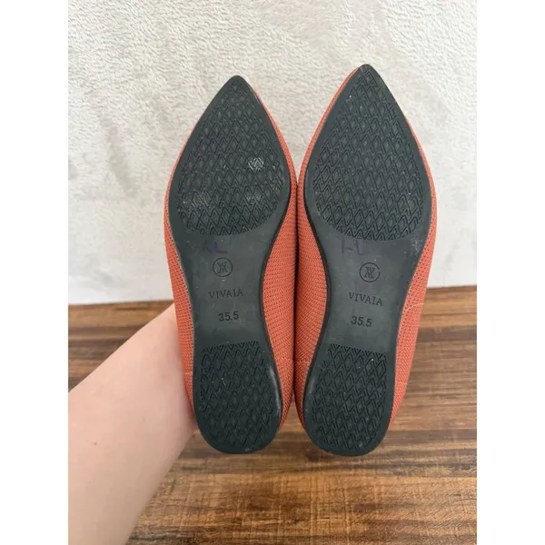 Vivaia Pointed Toe Ballet Flats Womens 5 EU 35.5 Red Walking Knit Ballet - Image 4