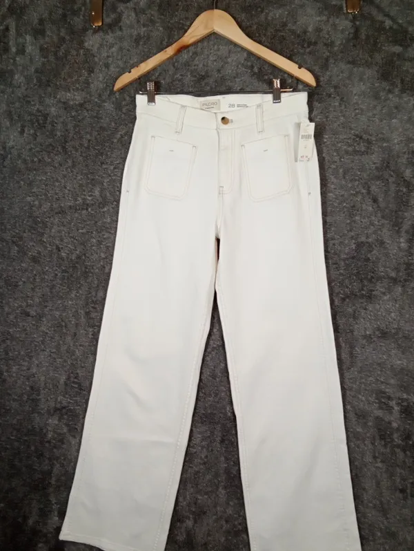 Pilcro Anthropologie Womens Size 28 Wide Leg White Jeans Stretch Coastal - Image 4