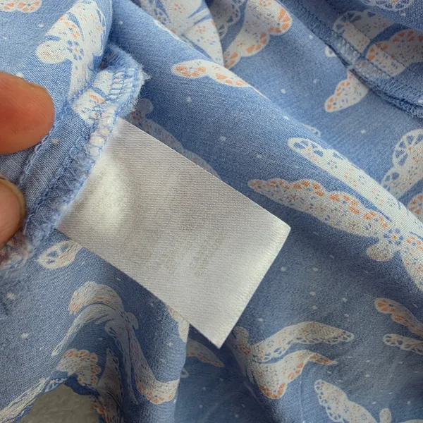 LOFT Light Blue Dragonfly Print Midi Dress Cap Sleeve Side Slit Size 10 - Image 7