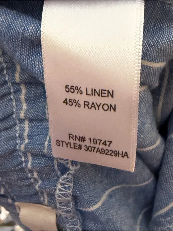 Land 'n Sea Striped Capri Pants Light Blue Pull-On Resort‎ Style Buttons Medium - Image 5