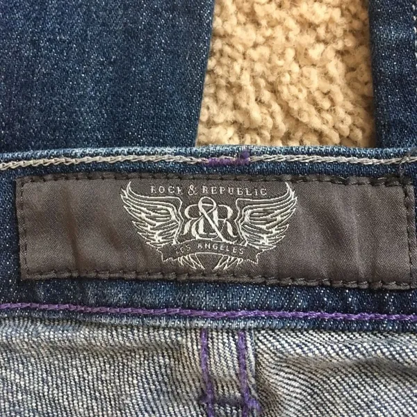 Rock & Republic EUC Kurt Low Rise Bootcut Jeans Purple Stitch Size 26 KRT0250 - Image 3