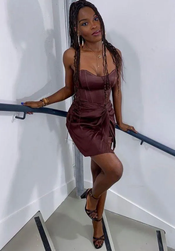 ZARA Bloggers Favorites Brown Topstiched Draped Dress - Image 9
