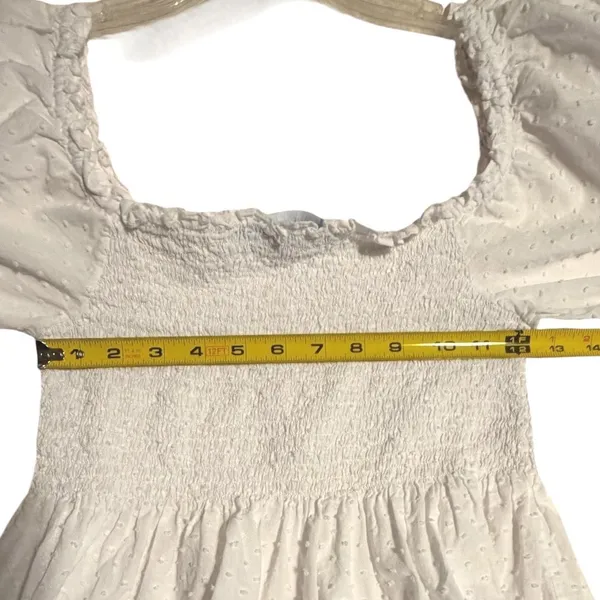 Hill House Home Athena Nap Dress White Swiss Dot Smocked Puff Sleeve‎ Mini Small - Image 10