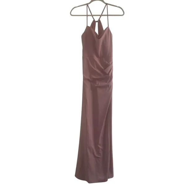 ✨Azazie Eilish Stretch Dusty Rose A-Line Pleated Stretch Chiffon Sz A2 Dress✨ - Image 7