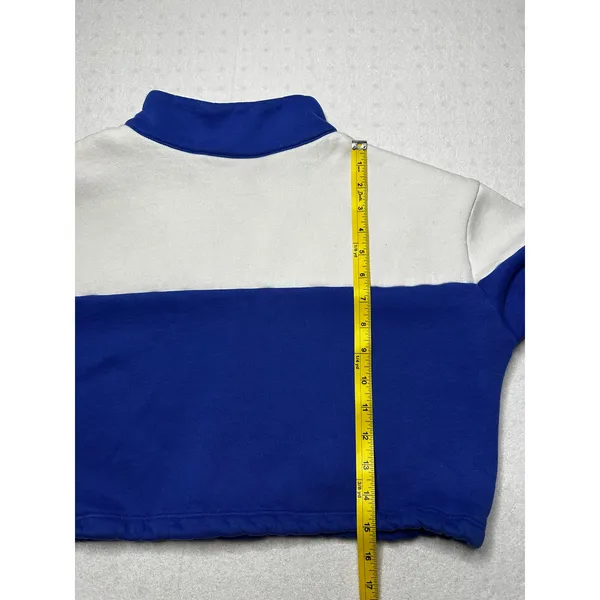 Princess Polly Cropped Half-Zip Pullover Sweatshirt – Women’s US 6 – Blue White - Image 5