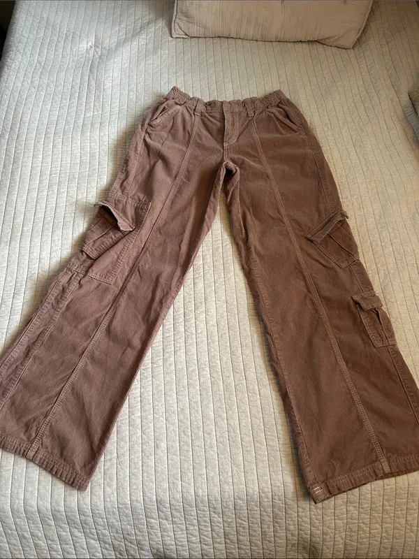 Urban Outfitters BDG Mauve Y2K Corduroy Low-Rise Cargo wide leg cotton Pants S - Image 2