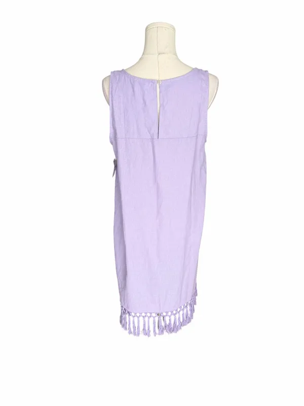 For Cynthia - NWT Lilac Linen Blend Fringe Hem Shift Dress Sz S - Image 4