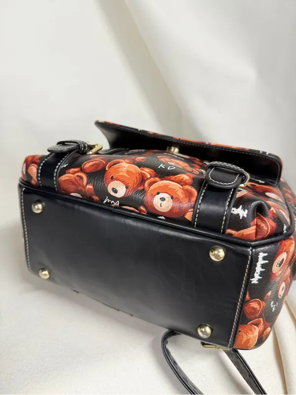 used Black Teddy Bear Print Backpack - Image 4
