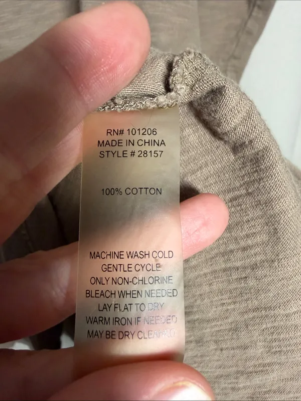 Soft Surroundings Danielle Button Tunic 3/4 Sleeve Cotton Desert Stone Size L - Image 7