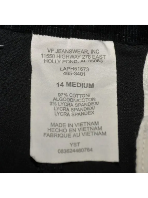 Lee Womens 14 M Black Corduroy Pants Just Below Waist Stretch Straight Leg - Image 7