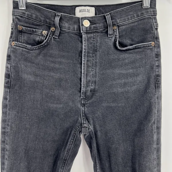 AGOLDE Nico High Rise Slim Button Fly Jeans Black Stretch A093D‎ Women’s Size 27 - Image 4