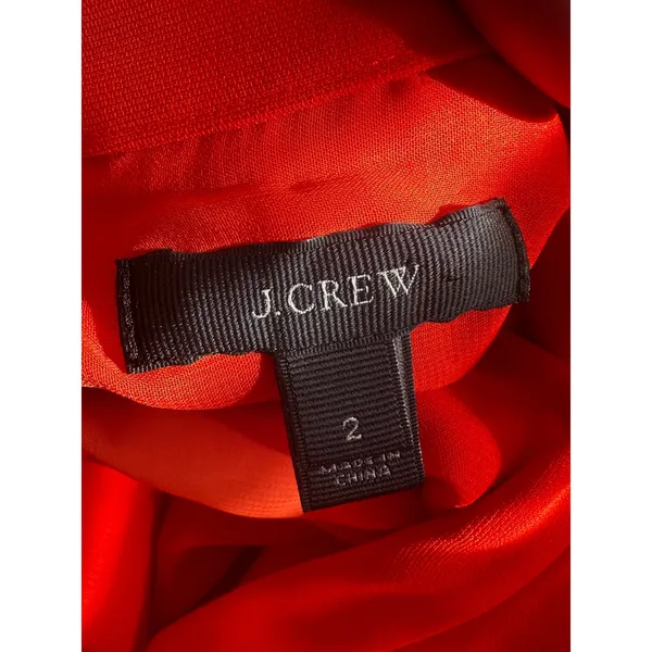 J.Crew Red Keyhole Sheath Dress Short Puff Sleeve‎ Mock Neck Size 2 - Image 5