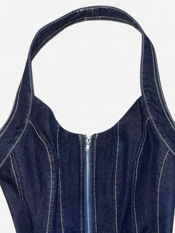 Dark Blue Denim Zip - Image 2