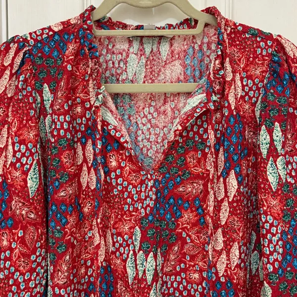LOFT Long Sleeve Printed Split Neck Blouse - Image 4