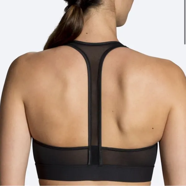 Brooks Fast Forward Zip Up Black Mesh Racerback Sports Bra Size L - Image 4