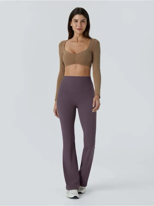 Halara UltraSculpt High Waisted Tummy Control Flare Leggings Nights Purple Small - Image 2