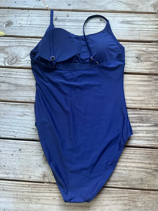 NWT Quince Cami one piece swimsuit deep navy extra large - Image 4