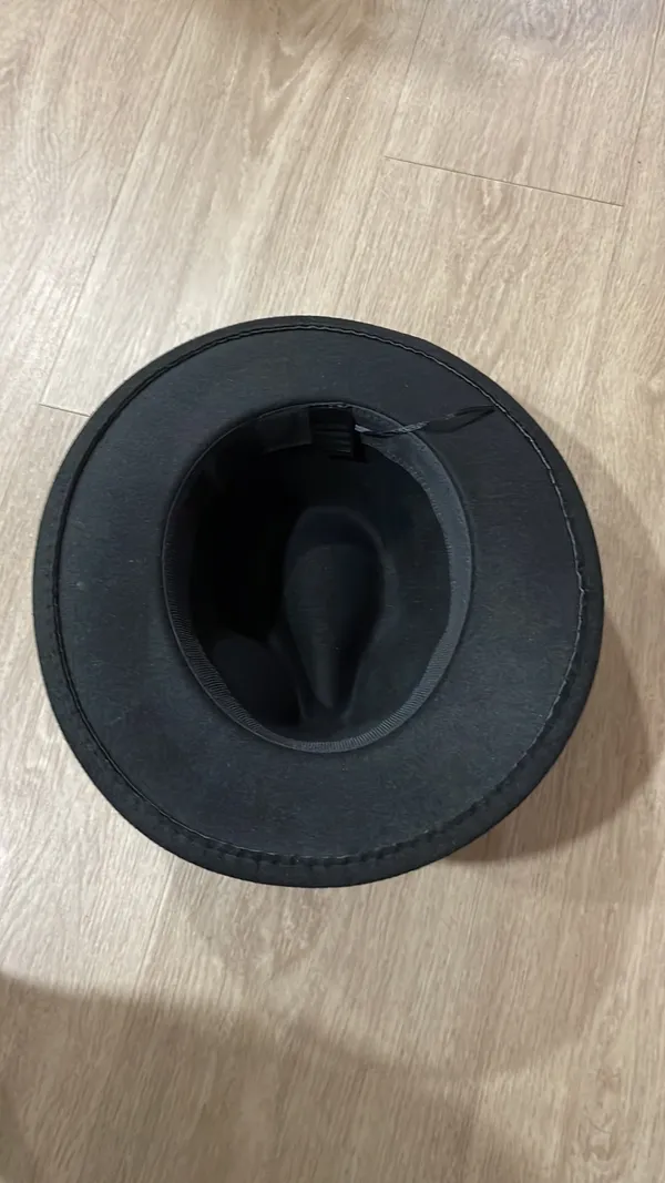 Wide Brim Fedora Blocked Untrimmed Tribal Western Felt Hat - Image 2