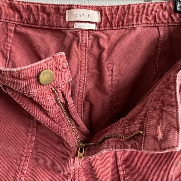 BA&SH Corduroy Maroon‎ Pants Sally Boyfriend Tapered Leg Size 26 - Image 4