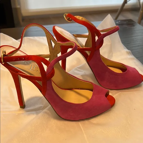 Ivanka Trump Pink and Red Peep-Toe Heels size 7 - Image 2