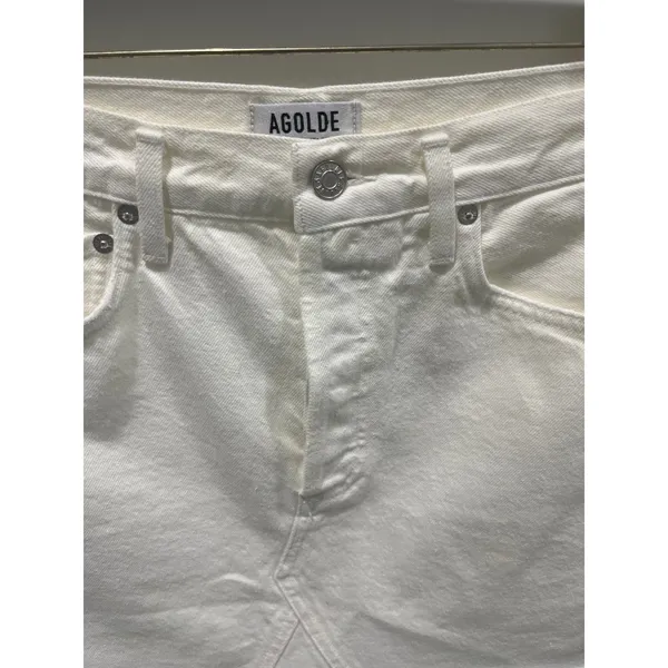 Agolde Quinn Hi Rise White Denim Skirt Sz 27 - Image 3