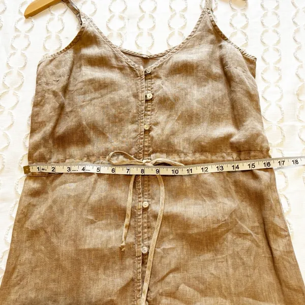 Bella Dahl 100% Linen Button Front Midi‎ Dress Tan size XS - Image 7