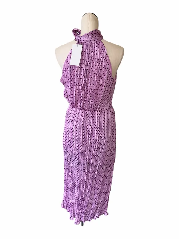 NWT Zara Polka Dot Halter Neckline Midi Pleated Satin Bloggers Fave Dress - Image 11