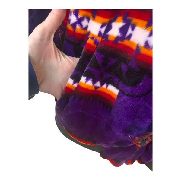 Aztec plush blanket zip up jacket purple SW print Size L/XL - Image 6