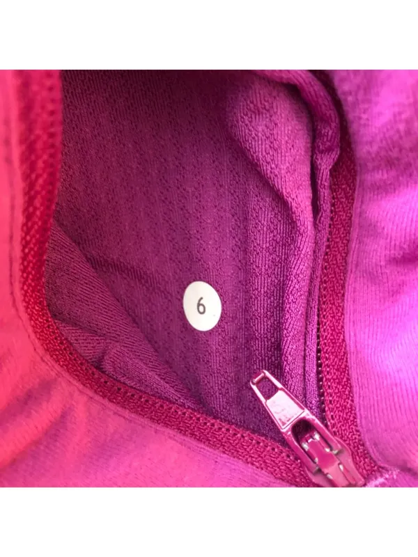 Lululemon Women's In Stride Jacket Full Zip Mock Neck Pockets Pink Black 6 - Image 3