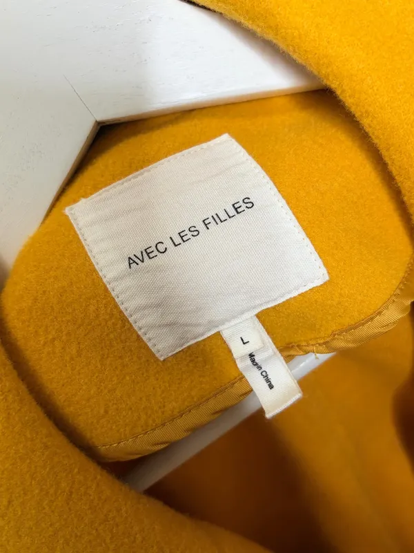 Avec Les Filles Mustard Utility Jacket L Quiet Luxury Shacket Coat Chic Modern - Image 6