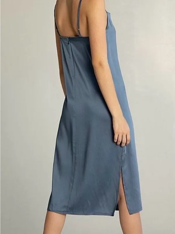 Almina Concept Draped Slip Dress Blue Size M - Image 3