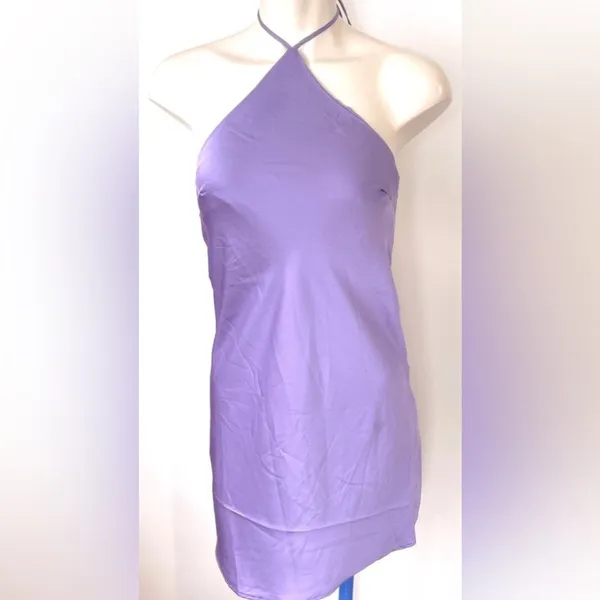 Purple Silk Halter Neck Slip Style Mini Dress Only Worn Once! PLEASE READ DESCRIPTION!!!! - Image 8