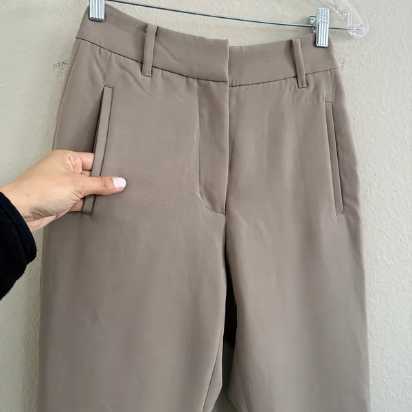 Quince Stretch Straight Leg Trouser Pants‎ Women XS Taupe Brown Minimalist NWT - Image 6