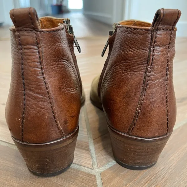 Madewell Cait Two Tone Leather Suede Zip Up Ankle Boots 7.5 Brown - Image 8
