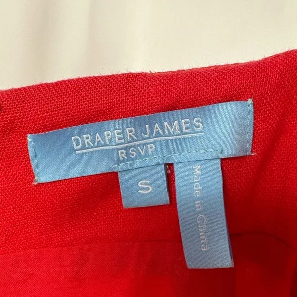 Draper James RSVP Squareneck‎ Puff Sleeve Linen Blend Dress in Red Size Small - Image 4