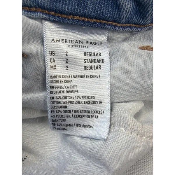 American‎ Eagle Mom Jean Womens 2 Regular Light Wash Distressed High Rise Denim - Image 5
