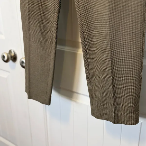 Eleven Luxe Dress Pants 10 Brown Micro Houndstooth High Waist Straight Leg Zip - Image 8