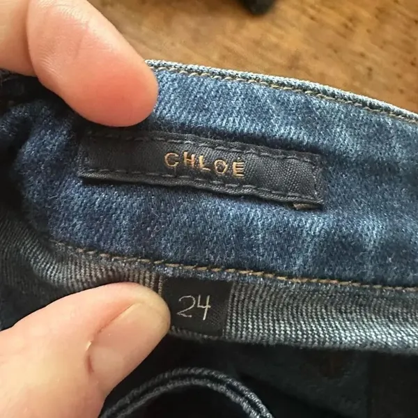 Agolde dark wash distressed stretchy Chloe low rise 24 jeans - Image 7