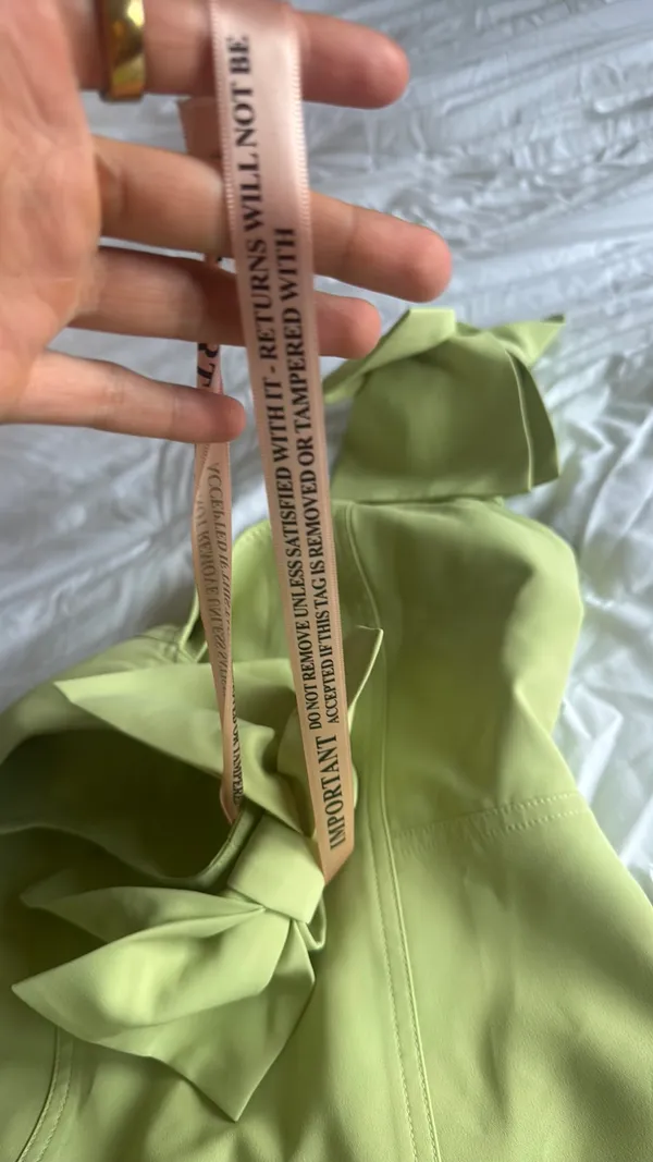 green mini dress bow sleeve - Image 4