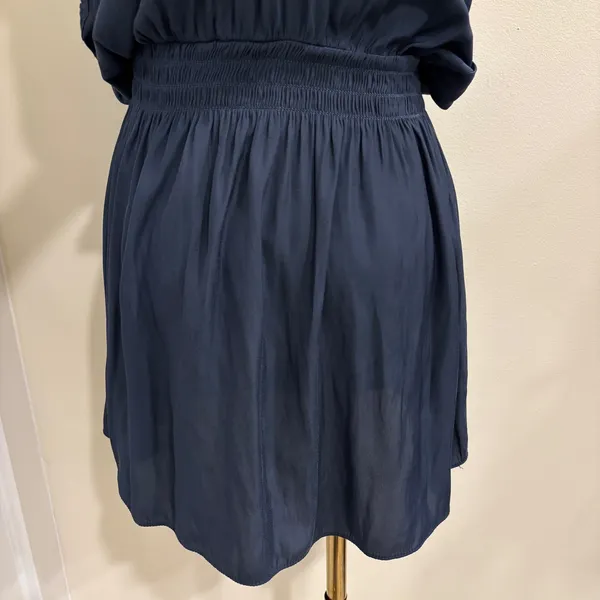 Ramy Brook Elda Sleeveless Keyhole Smocked Blouson Mini Dress Navy Blue Medium - Image 7