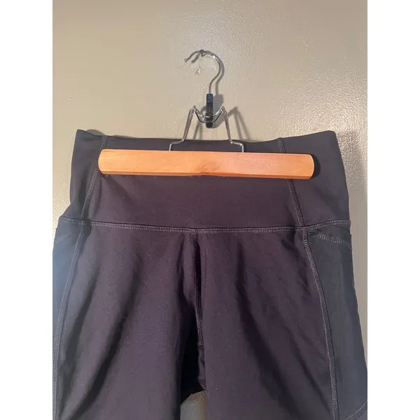 All In Motion Women's Sz Small Bike Shorts Black Mesh Hem Side Pockets High Rise - Image 4
