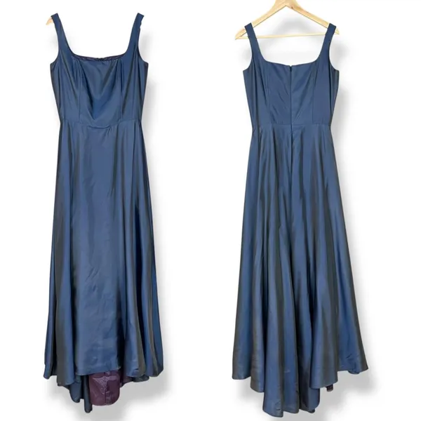Vintage 90s Prom Dress FLAWS‎ Blue Sleeveless Iridescent Formal Classic Gown - Image 2