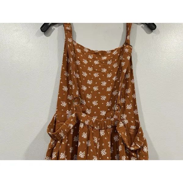 American Eagle Orange Floral Jumpsuit Medium Long - Image 4