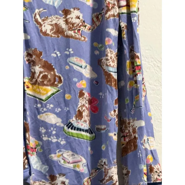 Nick & Nora Pajama Knit Top Puppy Dog Animal Bubble Bath Time Button Down M - Image 3
