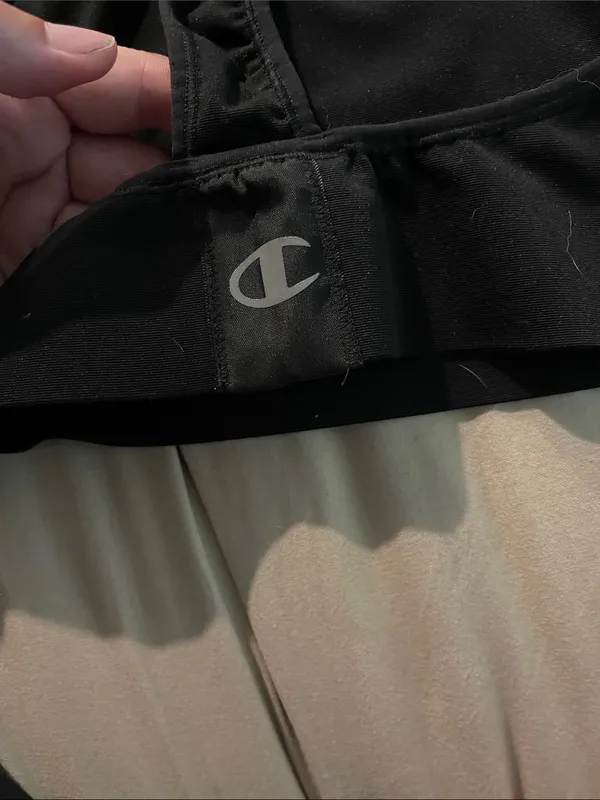 Champion Black Racerback Sports Bra with Small Logo - Image 3