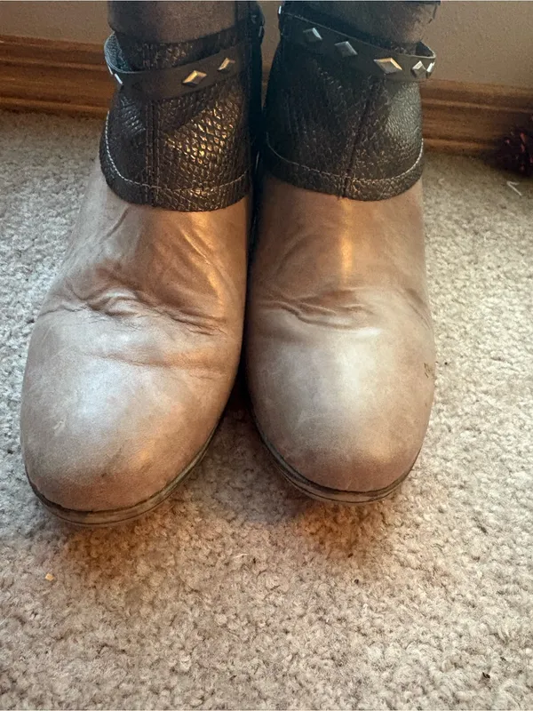 Remonte EU 41 US 9.5 Studded Moto Ankle Boots Brown Taupe Western - Image 5